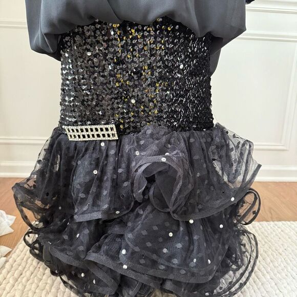 Vintage 80s Chez California by Tandy Black Shift Mermaid Ruffle Dress 1X - Picture 6 of 10